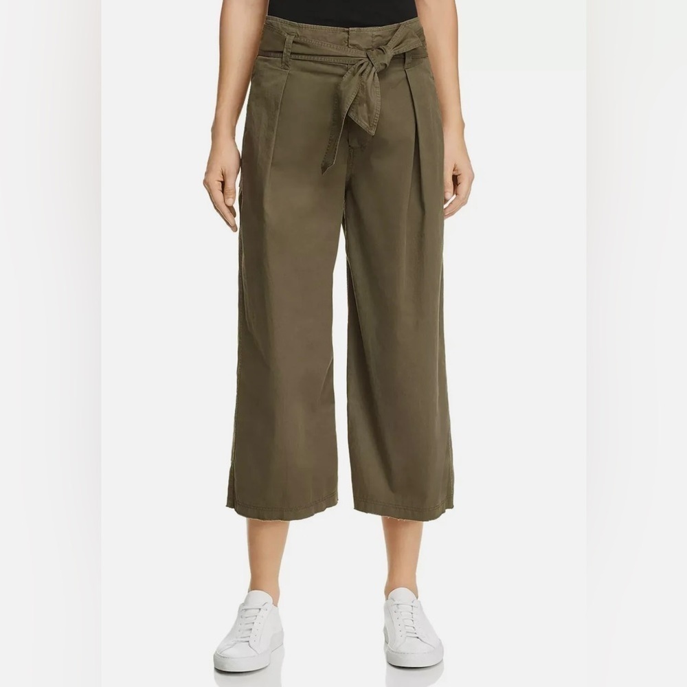 NWT Velvet by Graham &‎ Spencer Arisa Belted Wide Leg Crop Pants Green 6